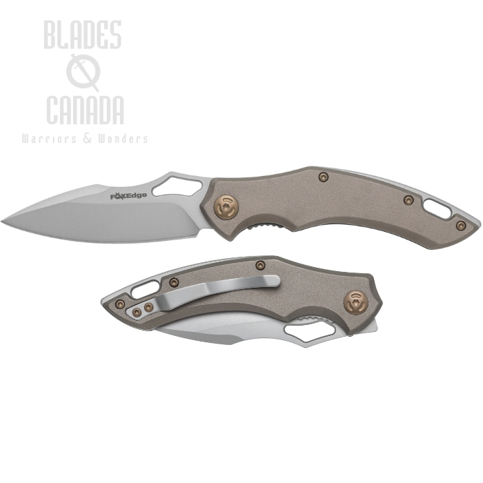 Fox Italy Edge Sparrow Folding Knife, Bead Blasted Blade, Aluminum Brown, FE-031